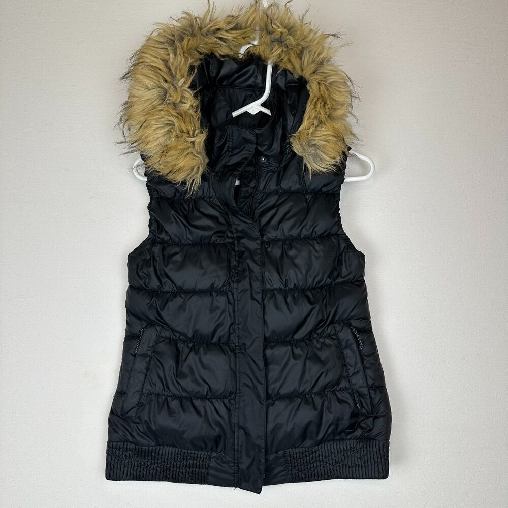 MERRELL Black Thinsulate Featherless 700 Insulated Puffer Faux Fur Hood Vest
